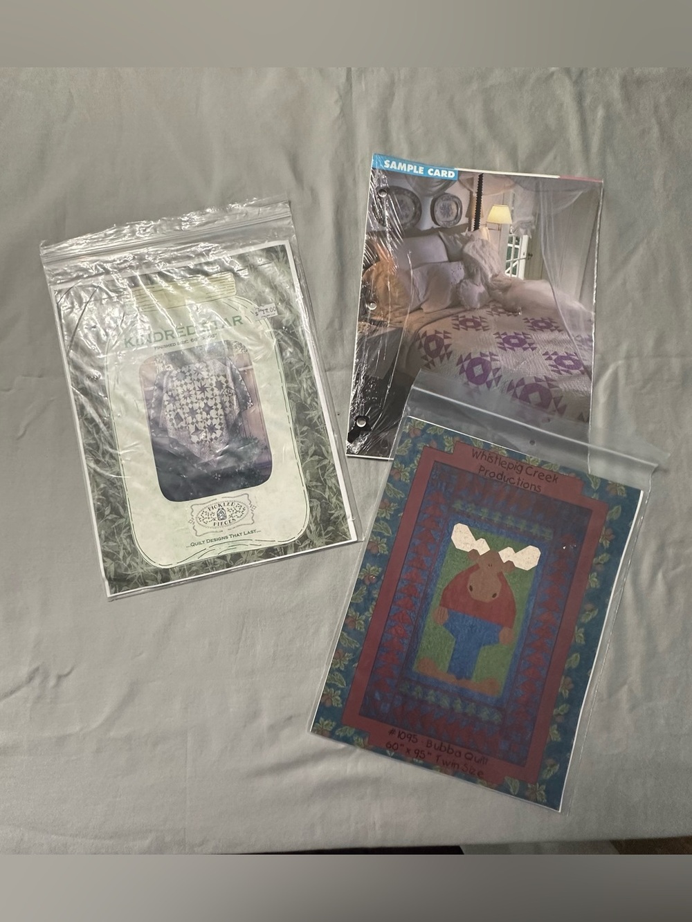 ⁠Lot 3 Vtg Quilt Patterns Whistlepig Creek Bubba Moose Kindred Star Maple Leaf